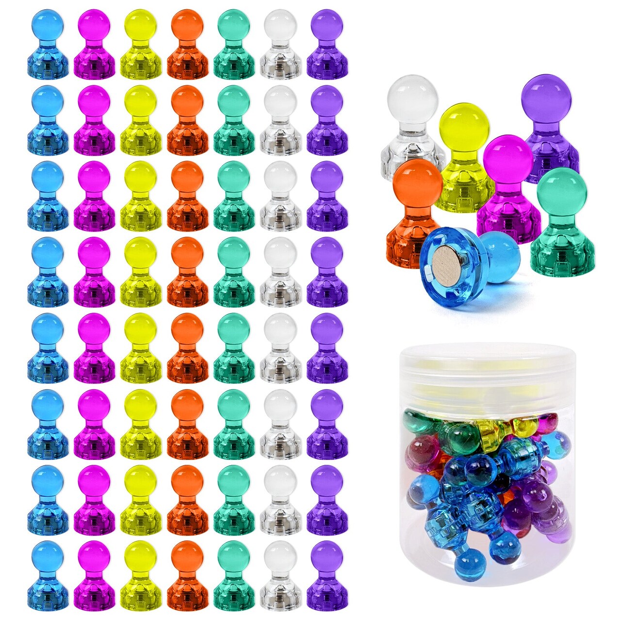 Wrapables Colorful Push Pin Magnets for Office Whiteboard, Home, Kitchen, Refrigerator (56pcs)